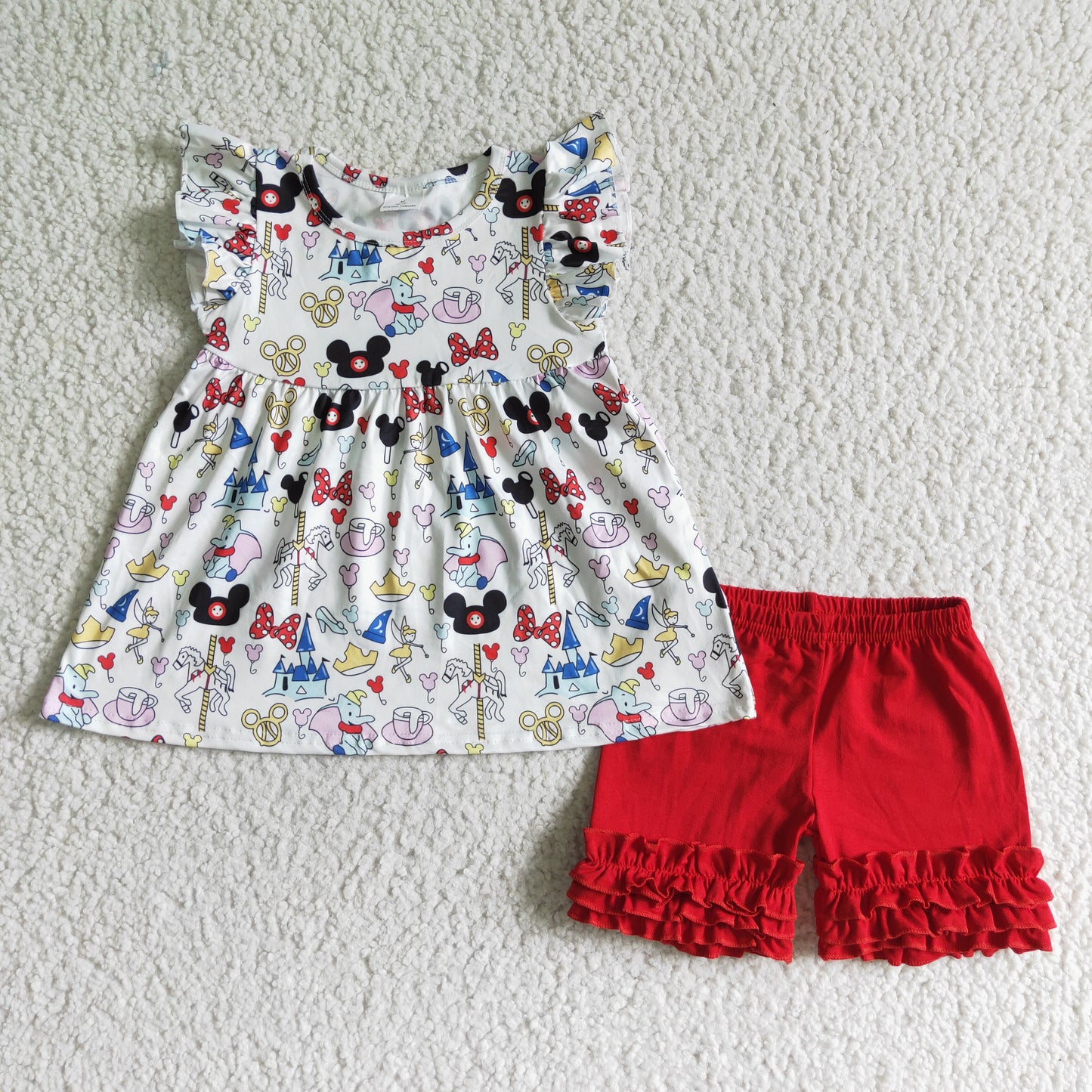 park best day ever red ruffle shorts set