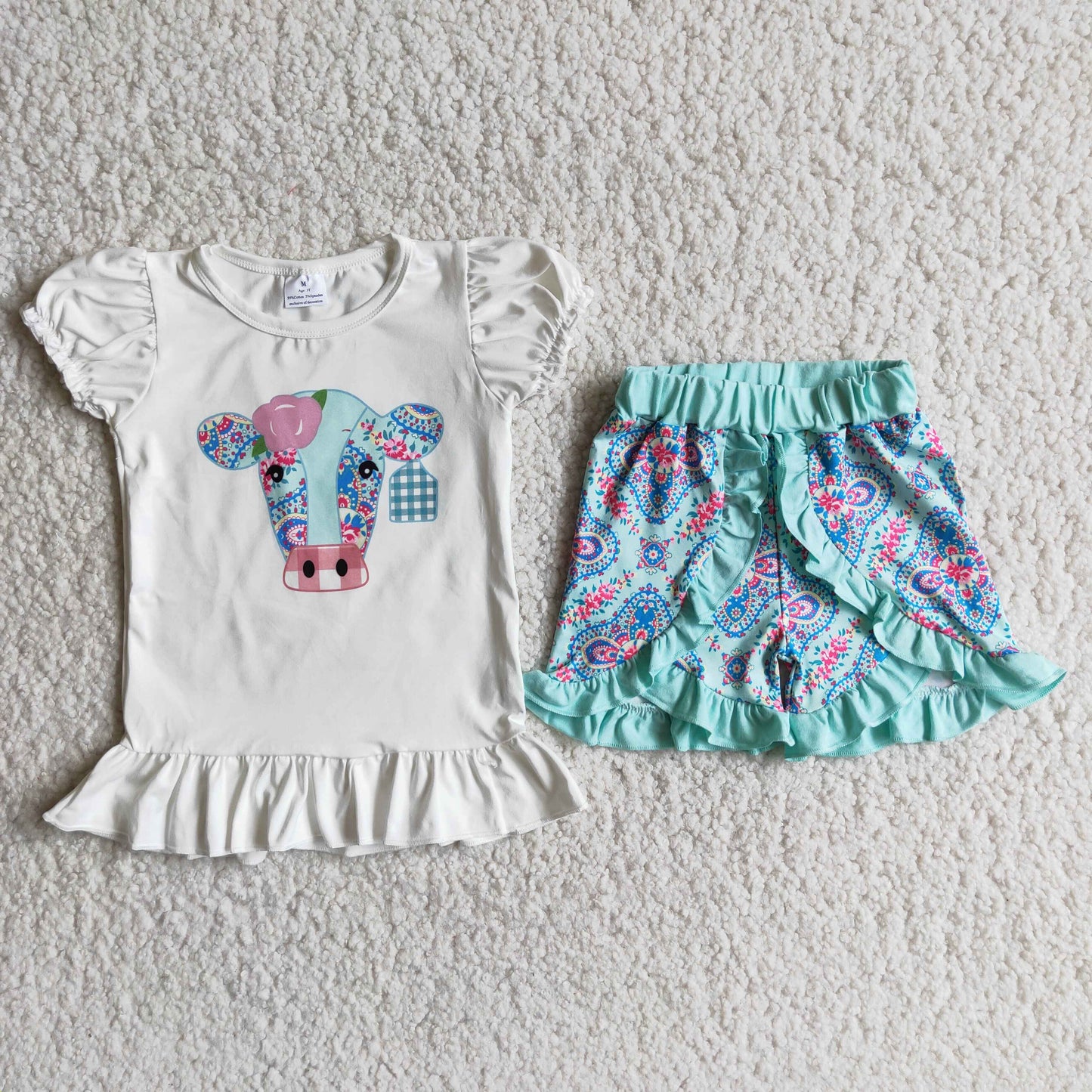 cow print shorts set western girl summer clothes