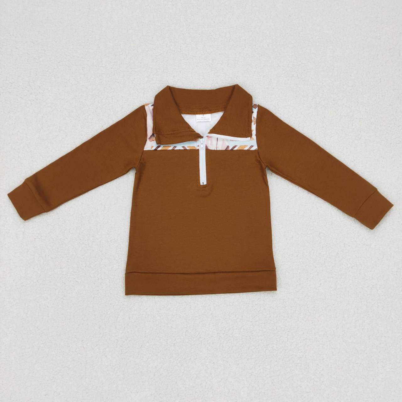baby boy skull aztec print brown zip pullover