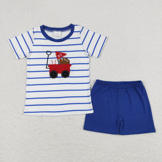 baseball embroidery boy shorts set