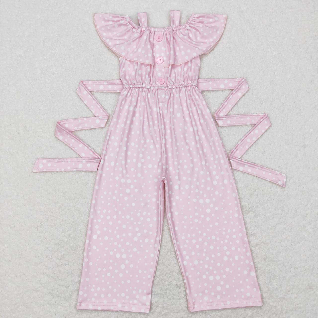strap pink polk dots kids girls jumpsuit