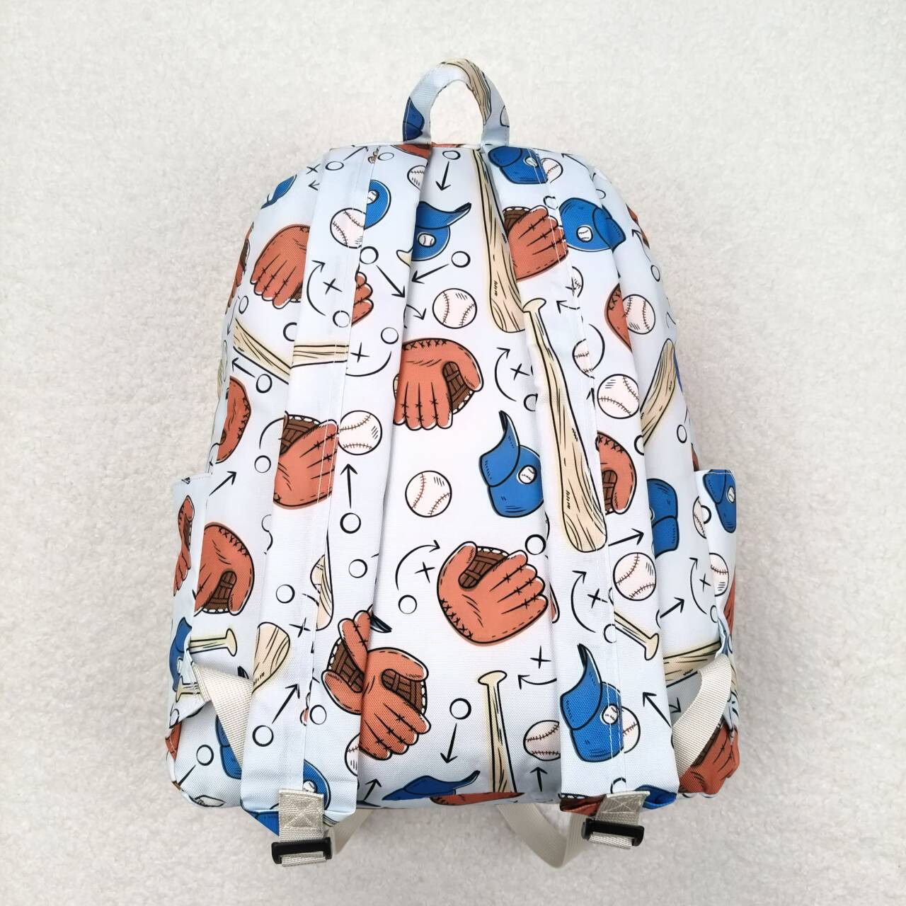 Baseball print kids school backpack bag