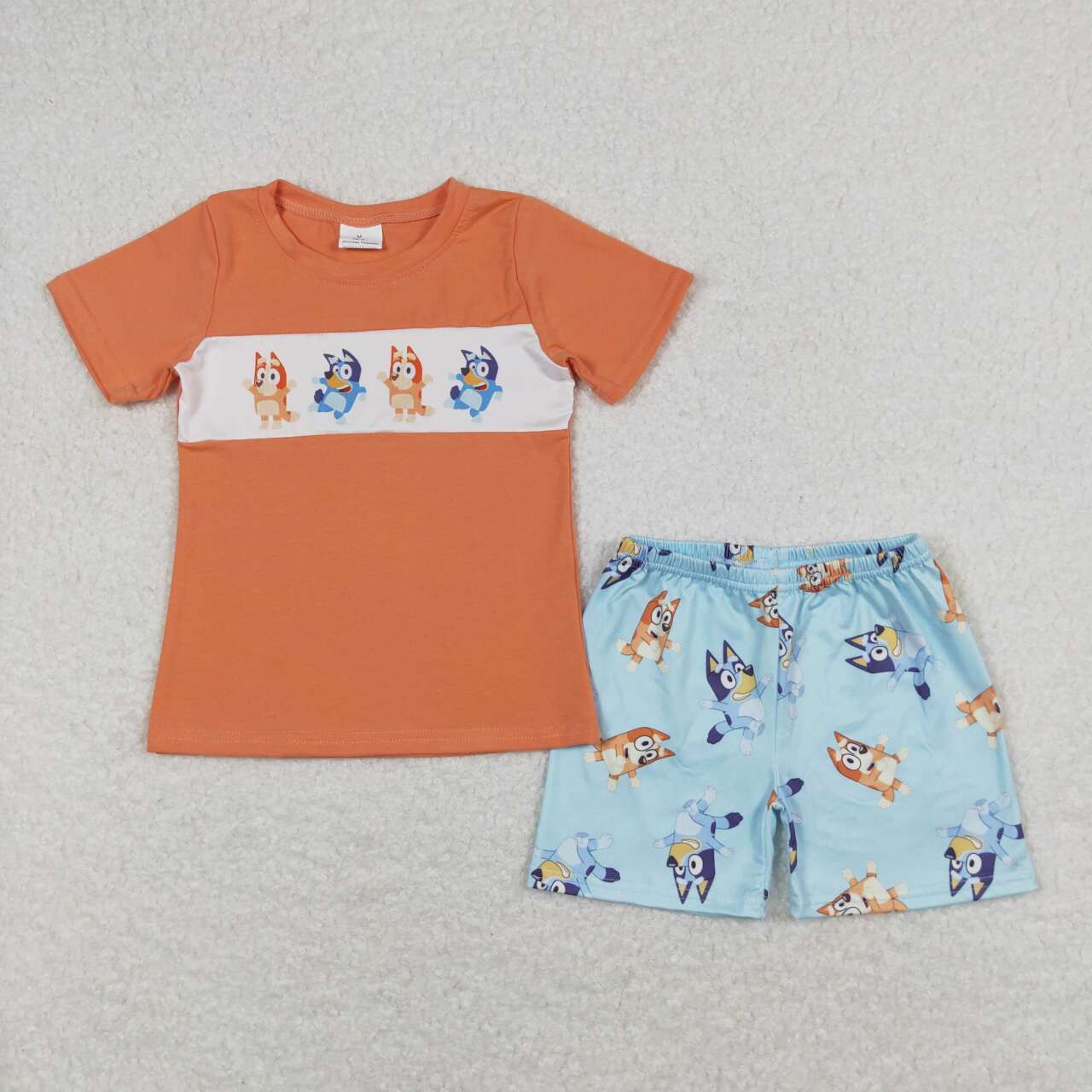 dog print boys shorts set kids clothing