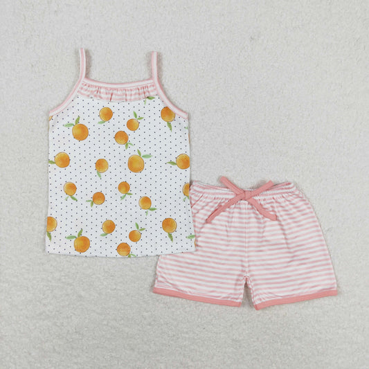 suspender peach shorts set girl summer clothing