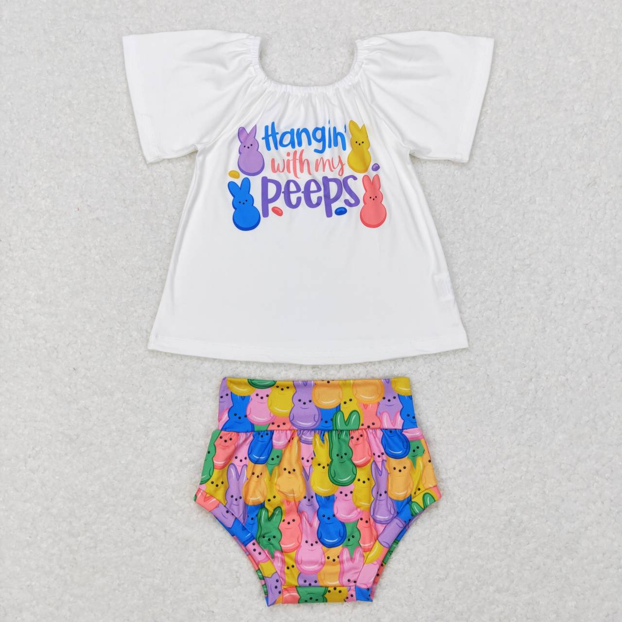 baby girl hangin with my peeps bummie set