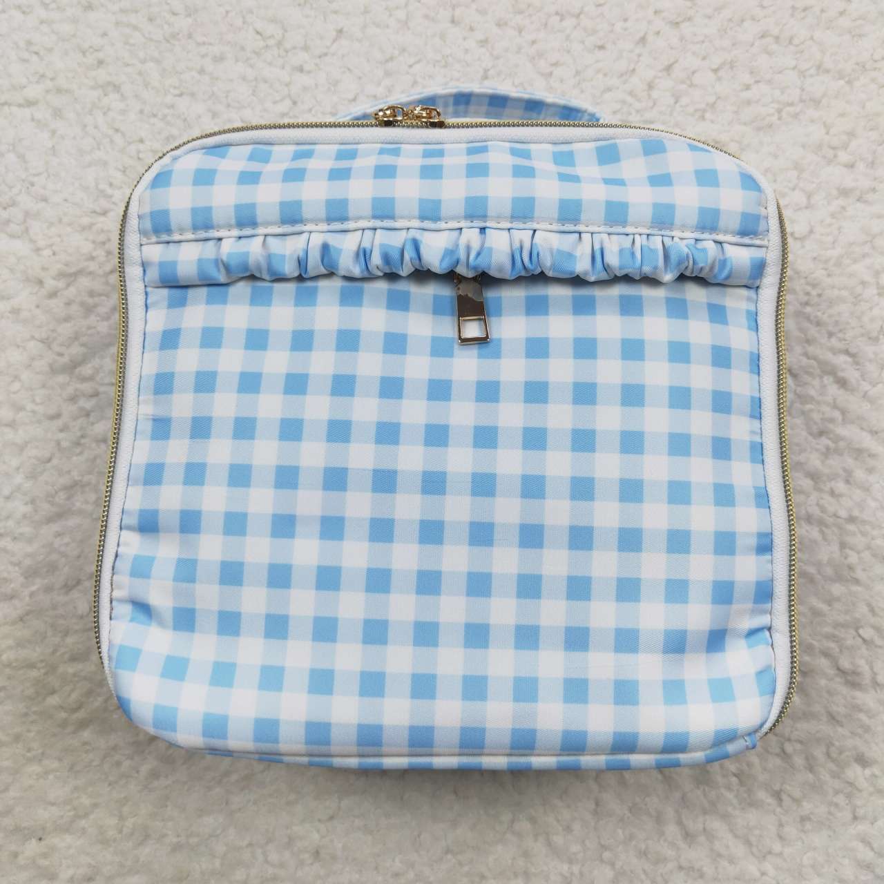 blue gingham lunch box