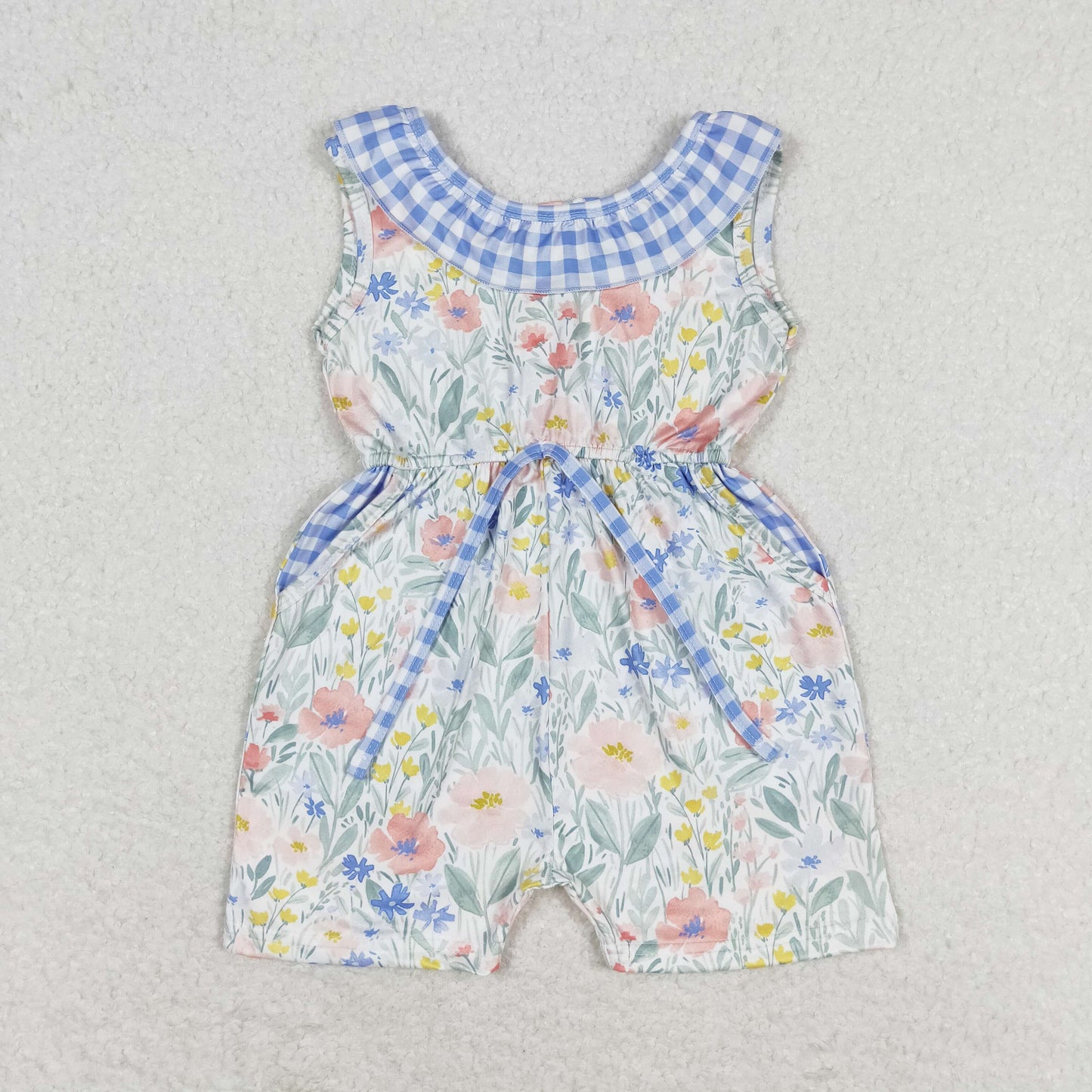 little girl floral jumpsuit shorts length jumper