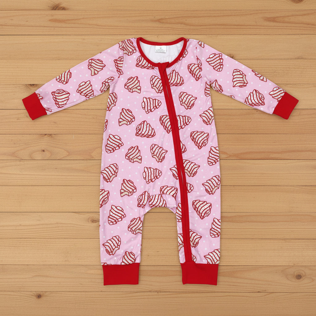 Pink Christmas cake PJs sleeper