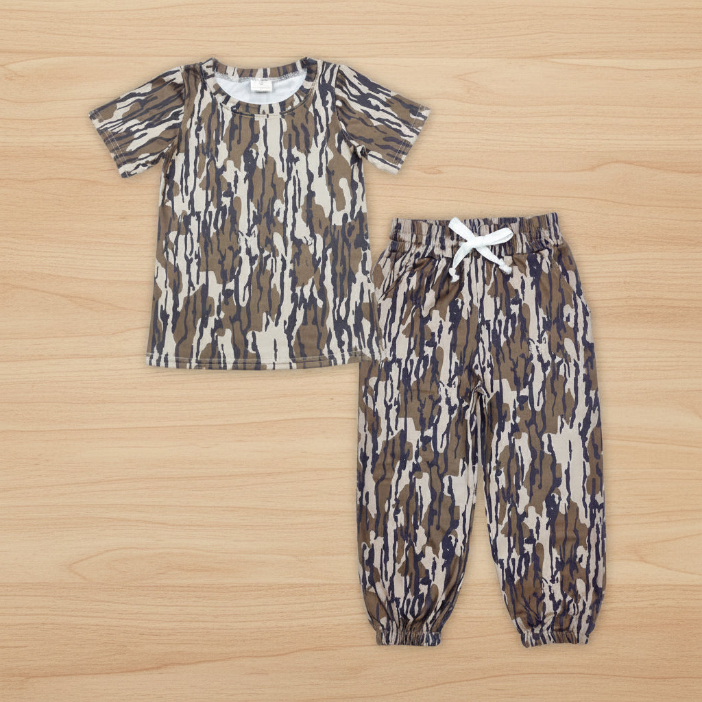 short sleeve camo pants set