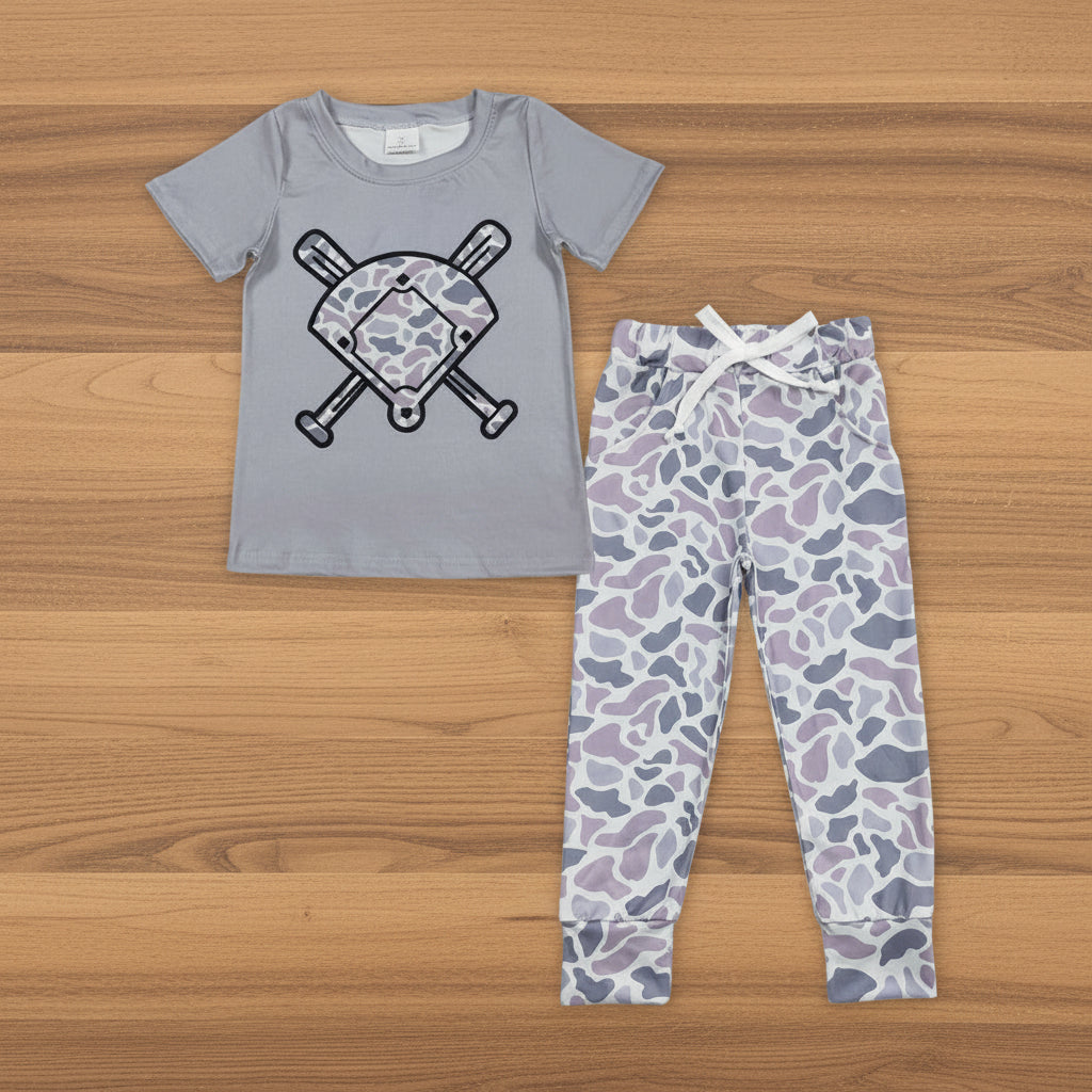 baseball tee camo jogger set