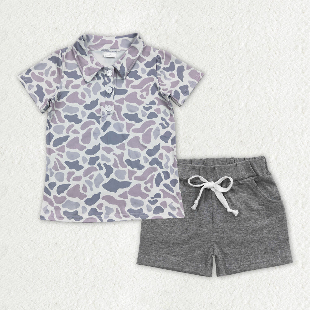 camo polo t-shirt shorts set boys clothes