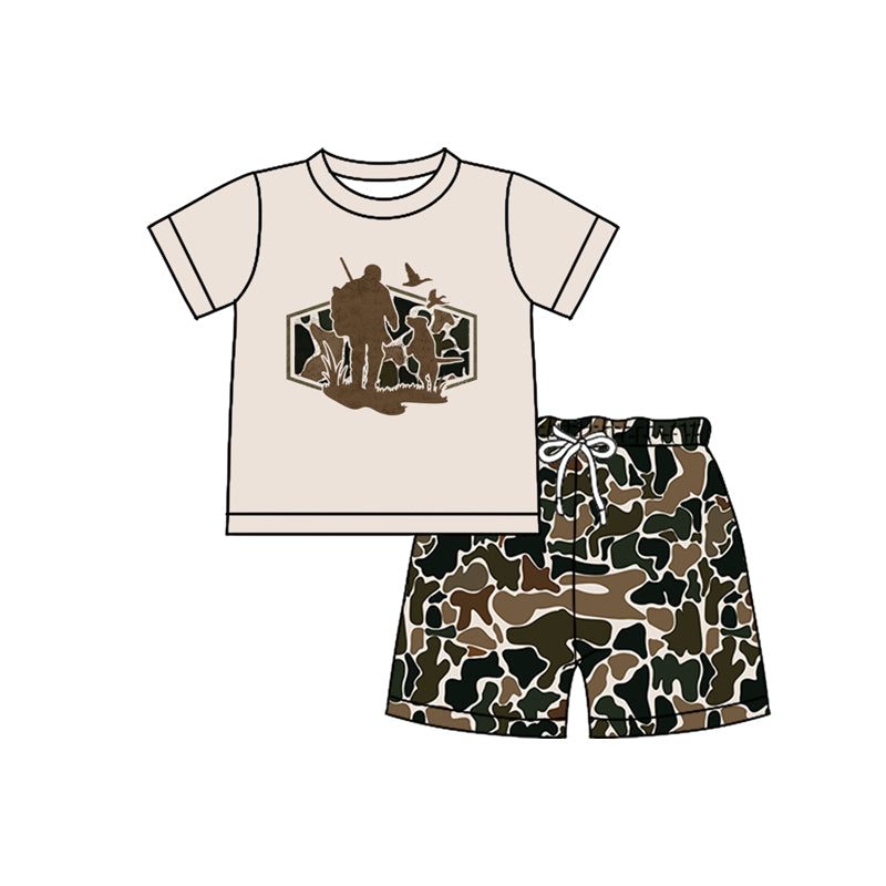 Pre order gone hunting camo shorts set