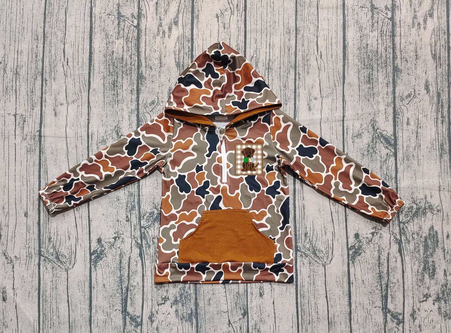 Pre order boy long sleeve camo hoodie (do embroidery)