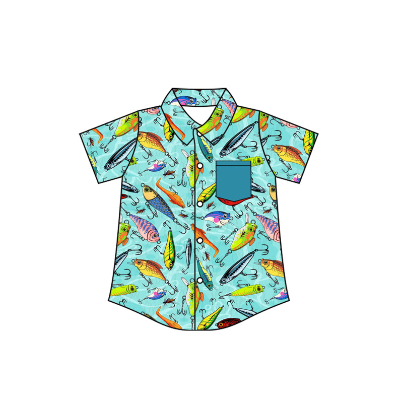 pre order fishing hook button down t-shirt