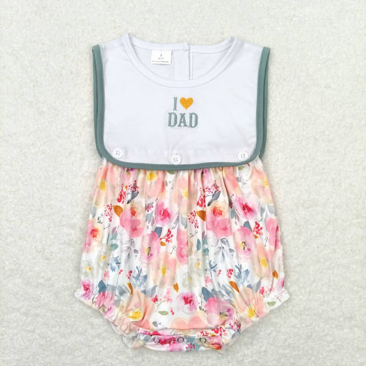 i love dad embroidery floral baby girl romper
