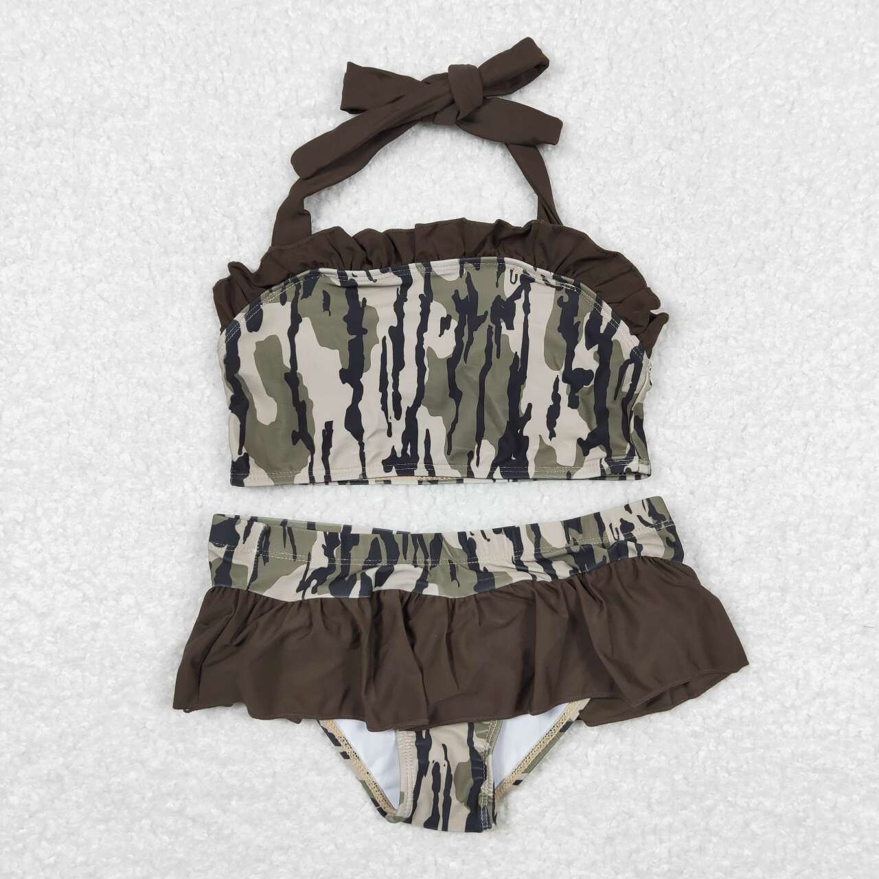 halter camo print girl two piece swimsuit