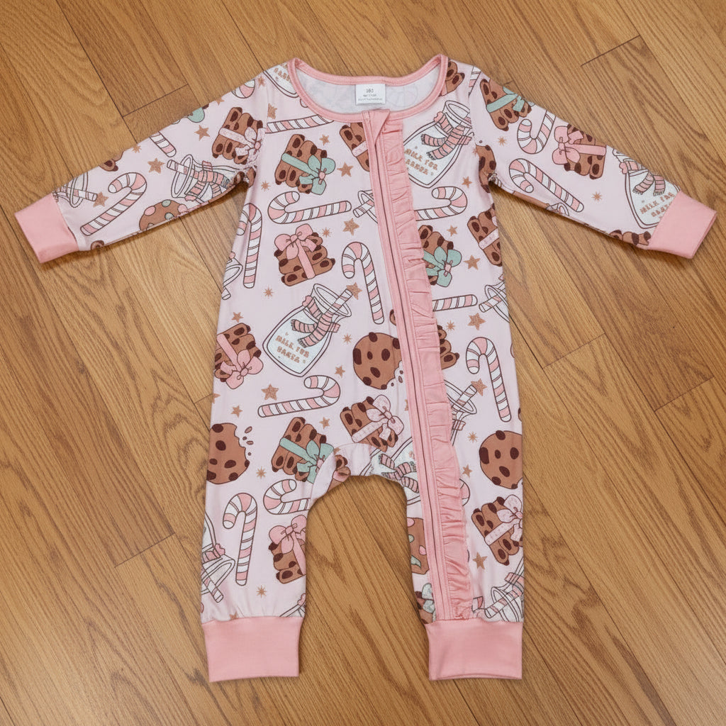 christmas cookie baby girl zipper sleeper