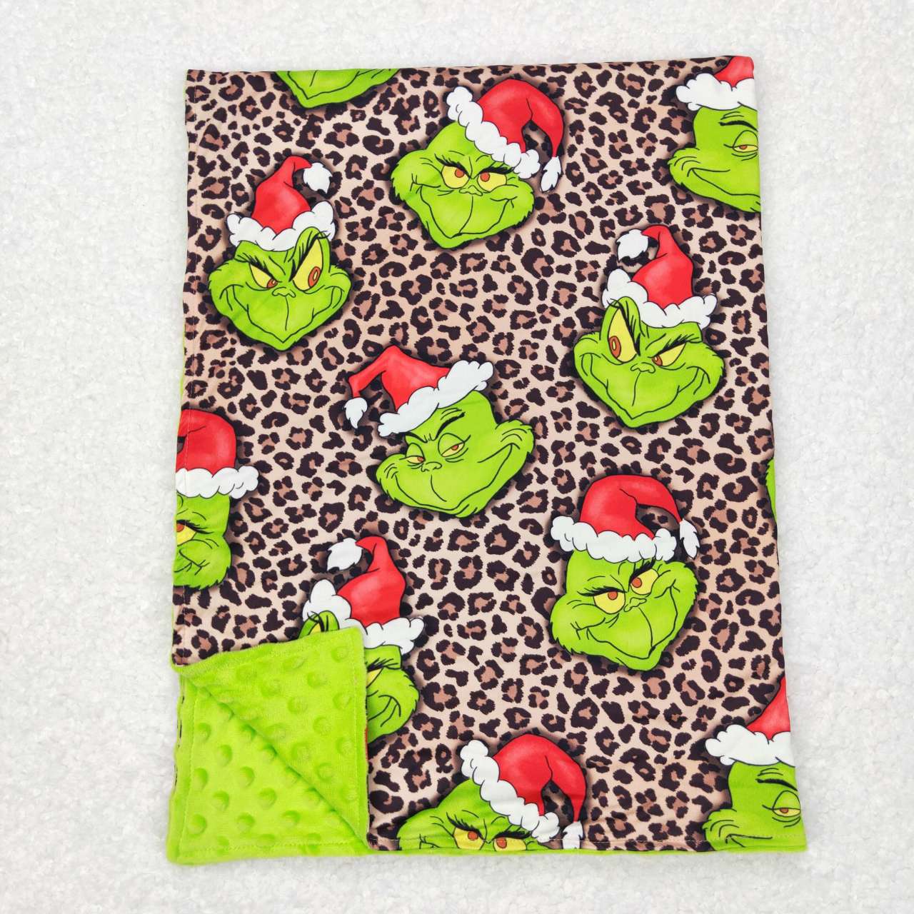 Christmas leopard grinchey blanket
