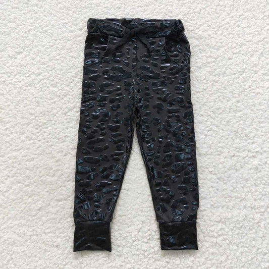Digital print black leopard pocket pants