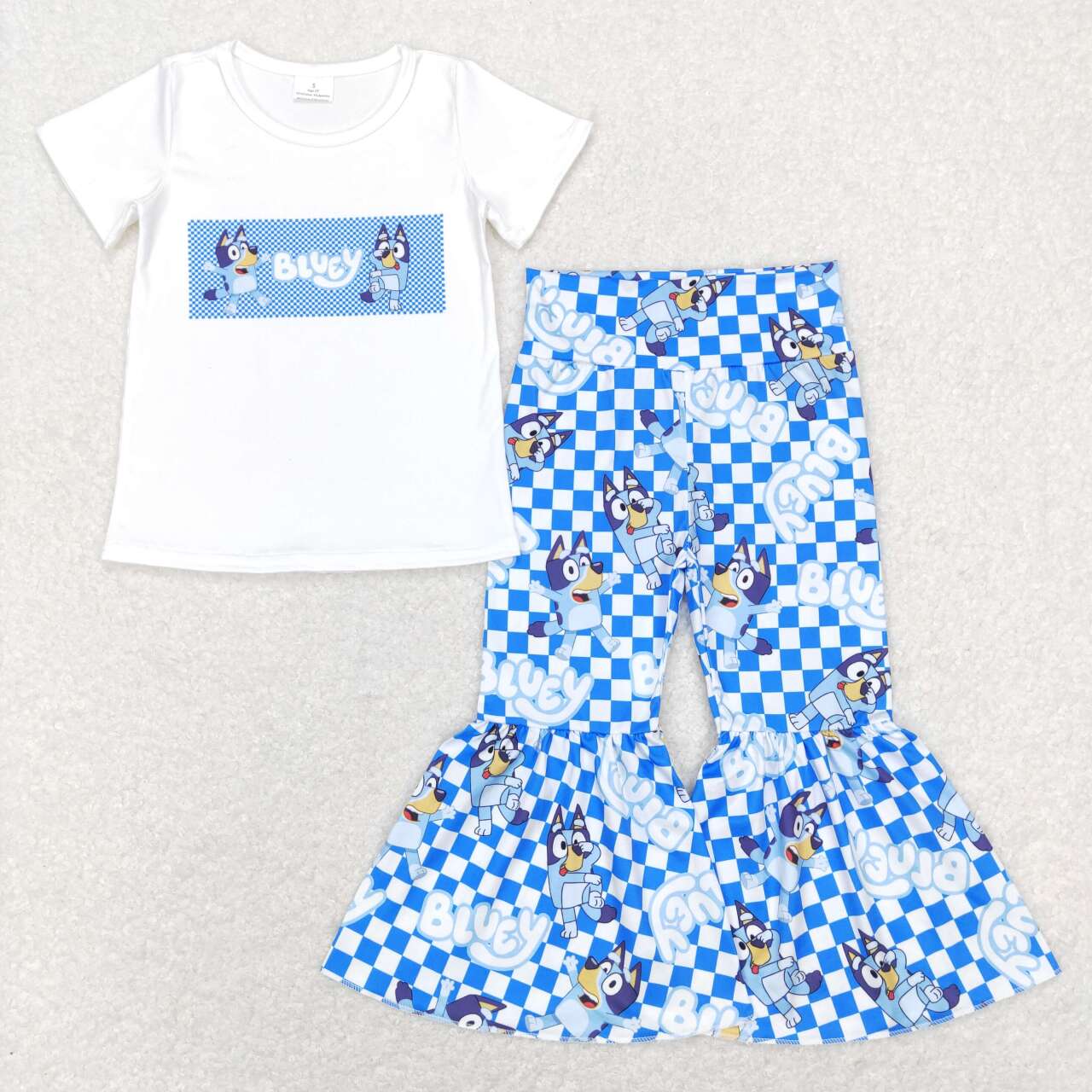 little girl short sleeve dog bell bottom outfit