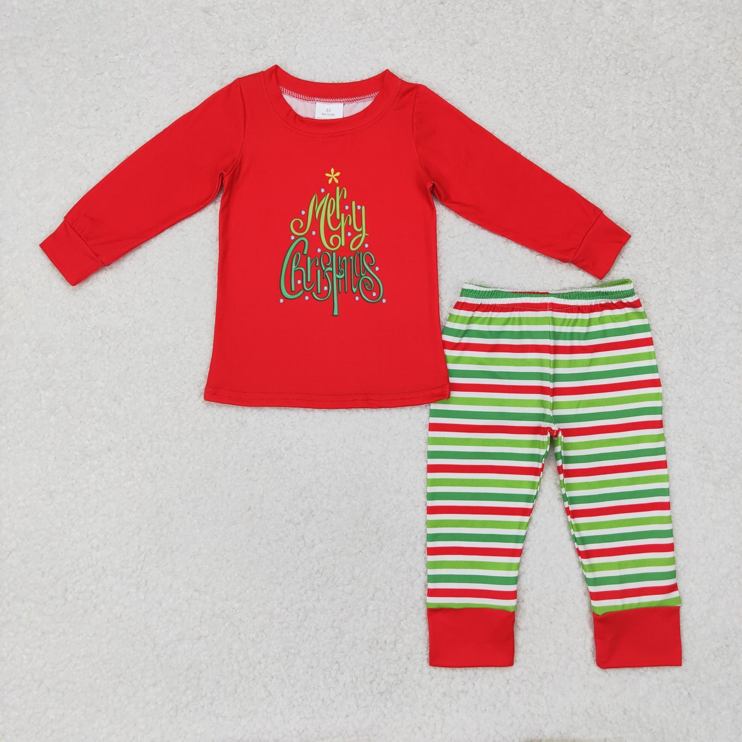 merry christmas stripes pajama set boy