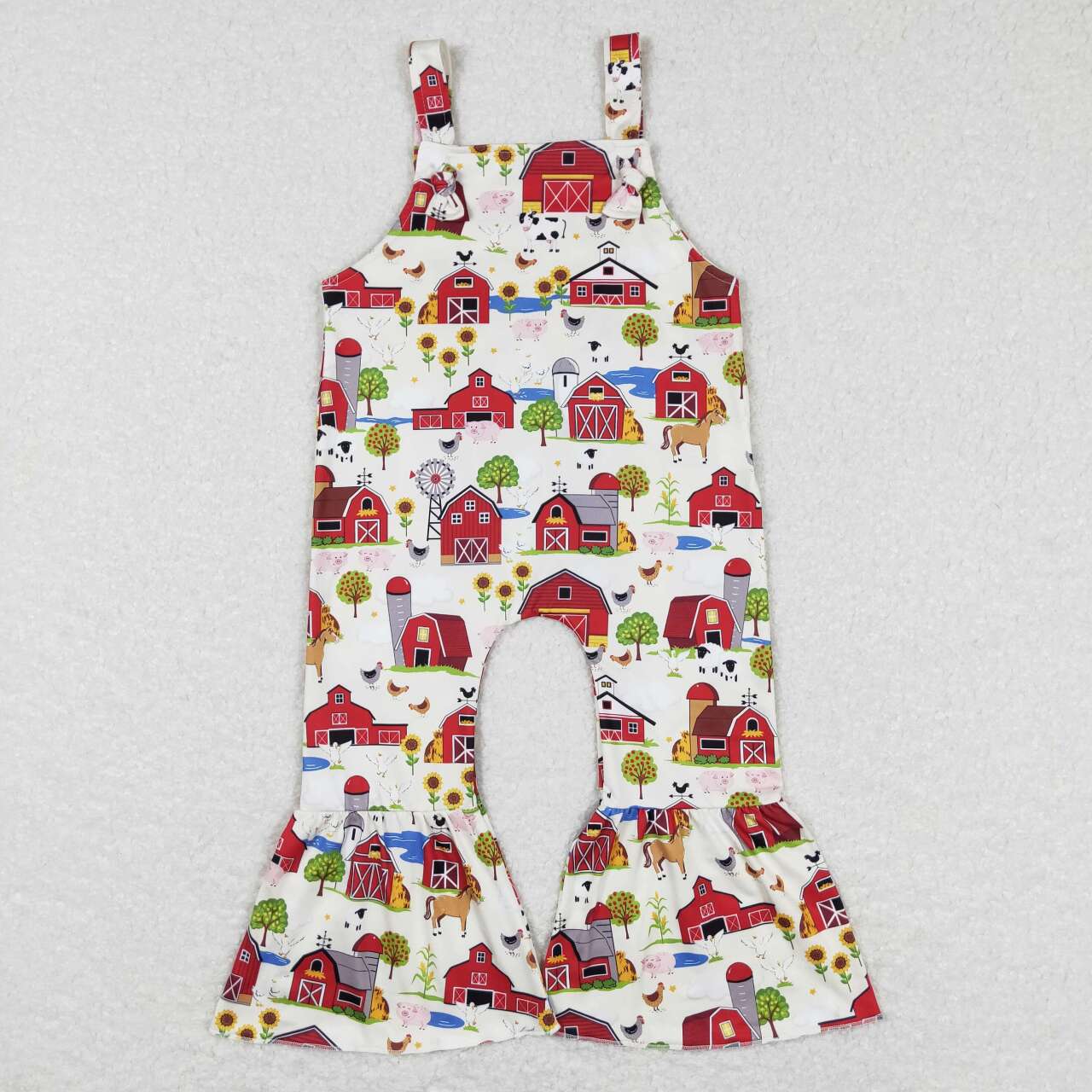 girl farm life print overall jumpsuit