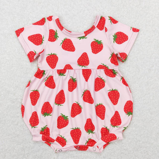 baby girl short sleeve strawberry bubble
