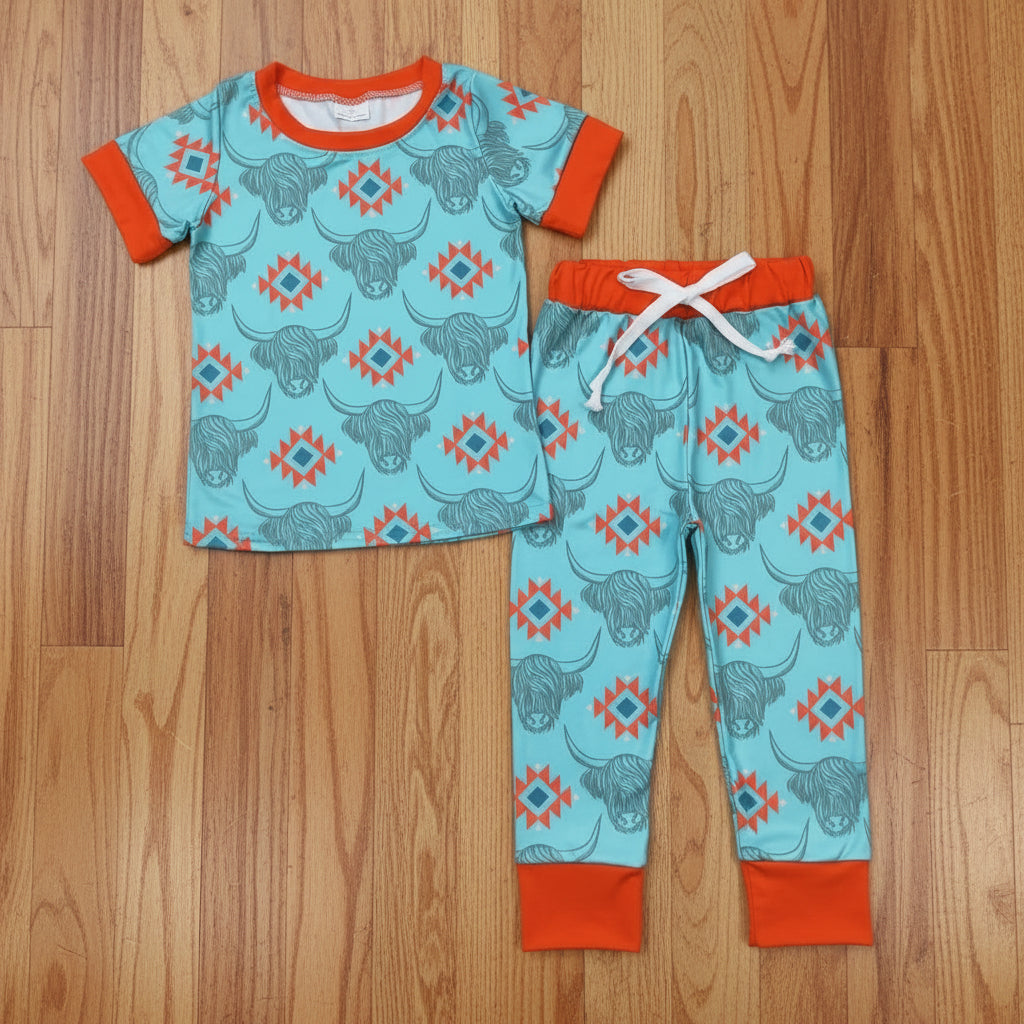 western short sleeve pajama highland cow