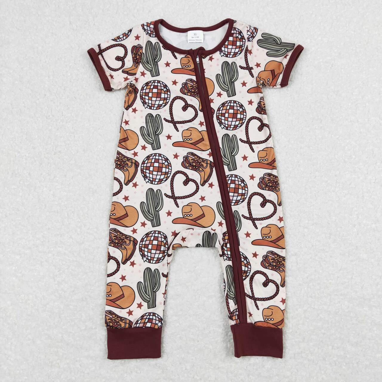 disco cowboy zip romper western baby clothes