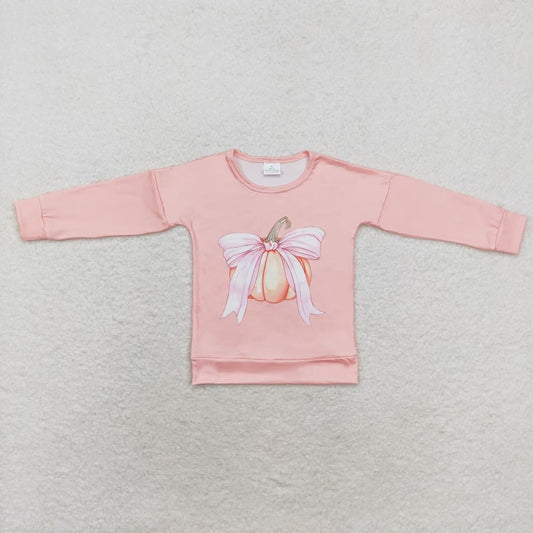 pink shirt with pumpkin pattern