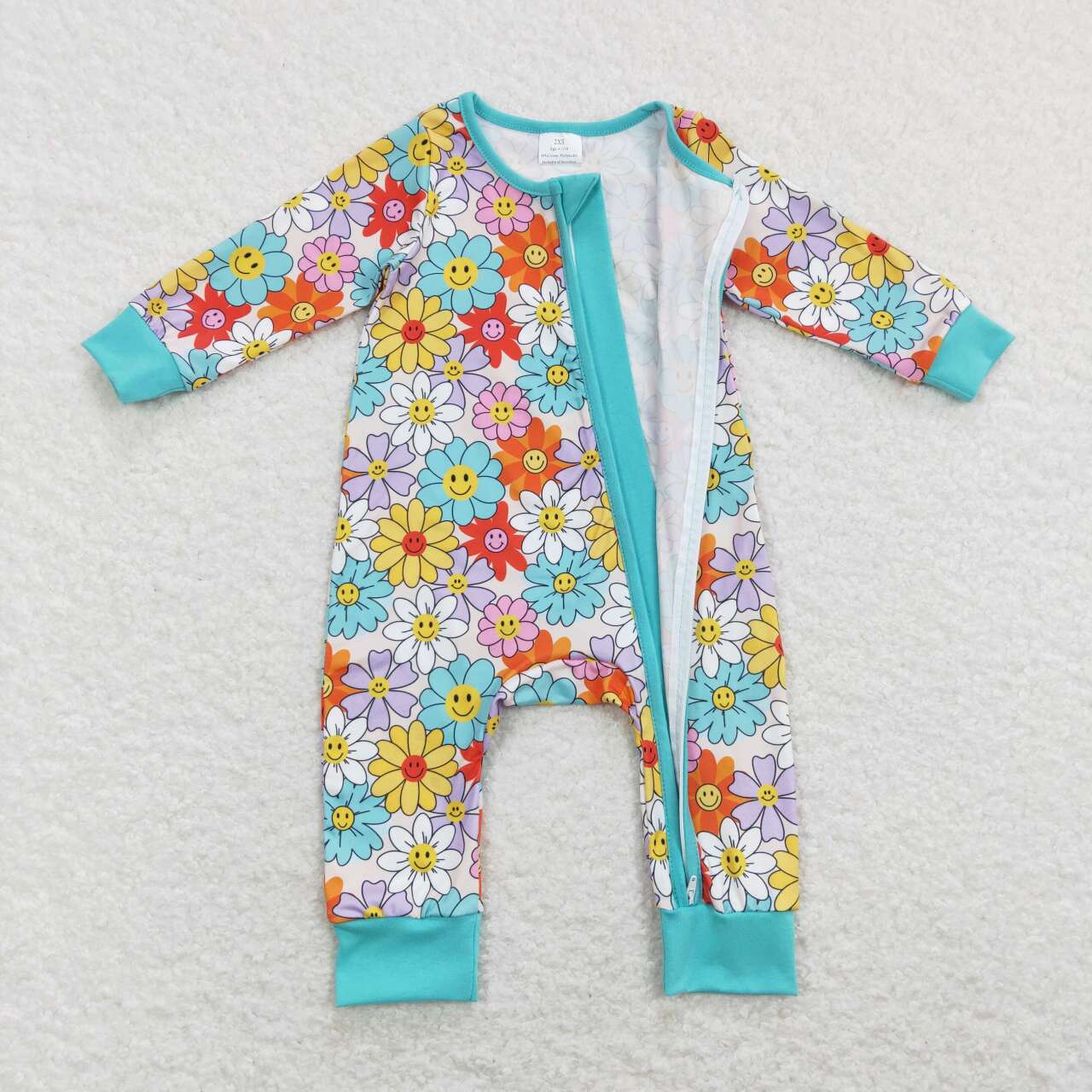 smile sunflower baby zip sleeper