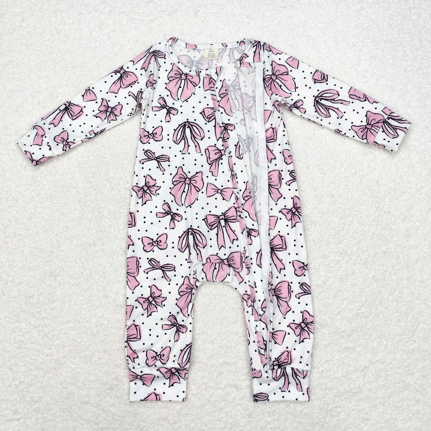 baby girl pink coquette zip bamboo sleeper