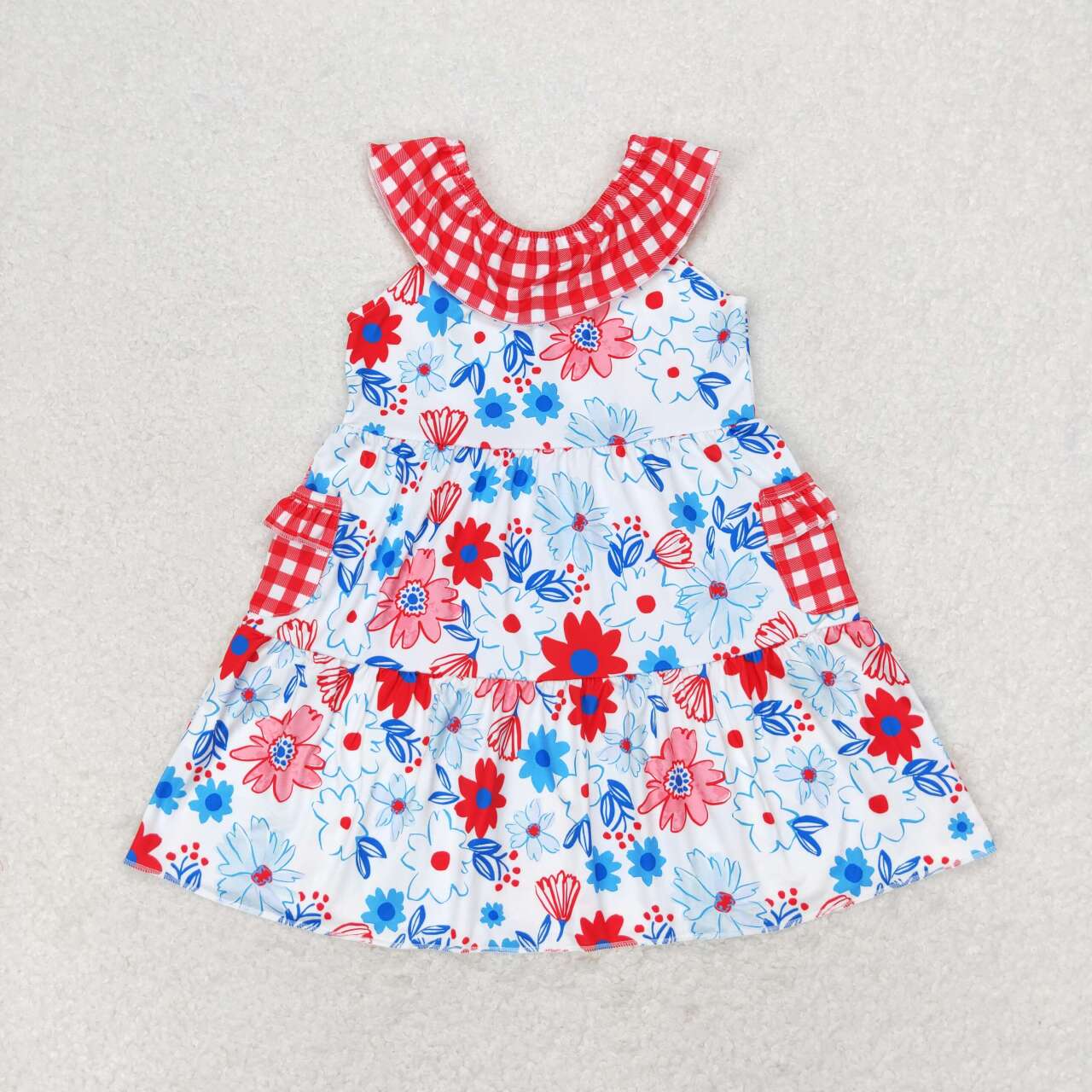 4th of july red white blue floral dress