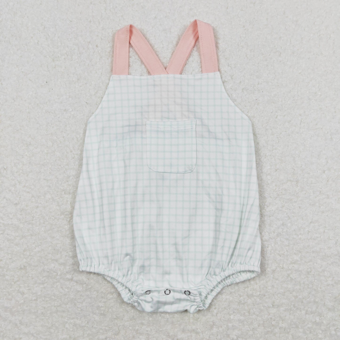 green gingham baby boy cross back bubble