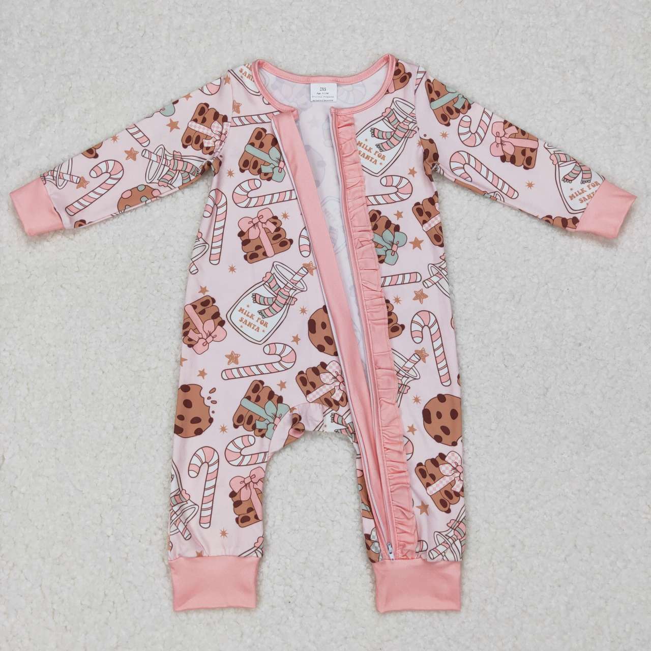 christmas cookie baby girl zipper sleeper