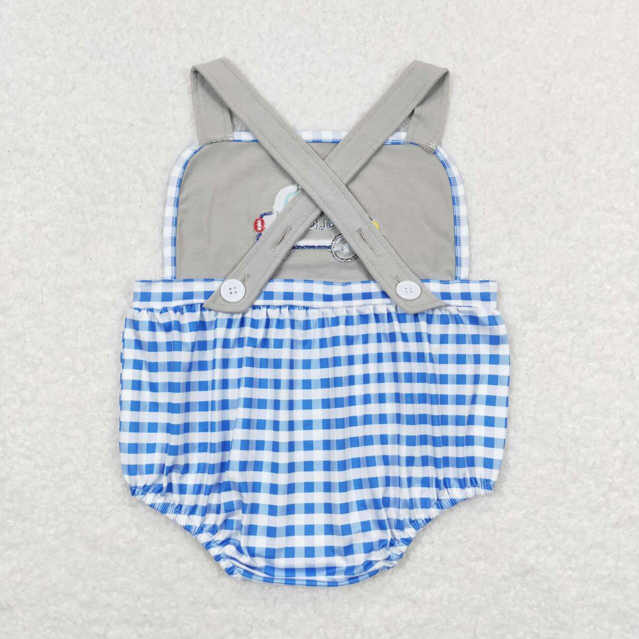 baby boy police car embroidery cross back bubble