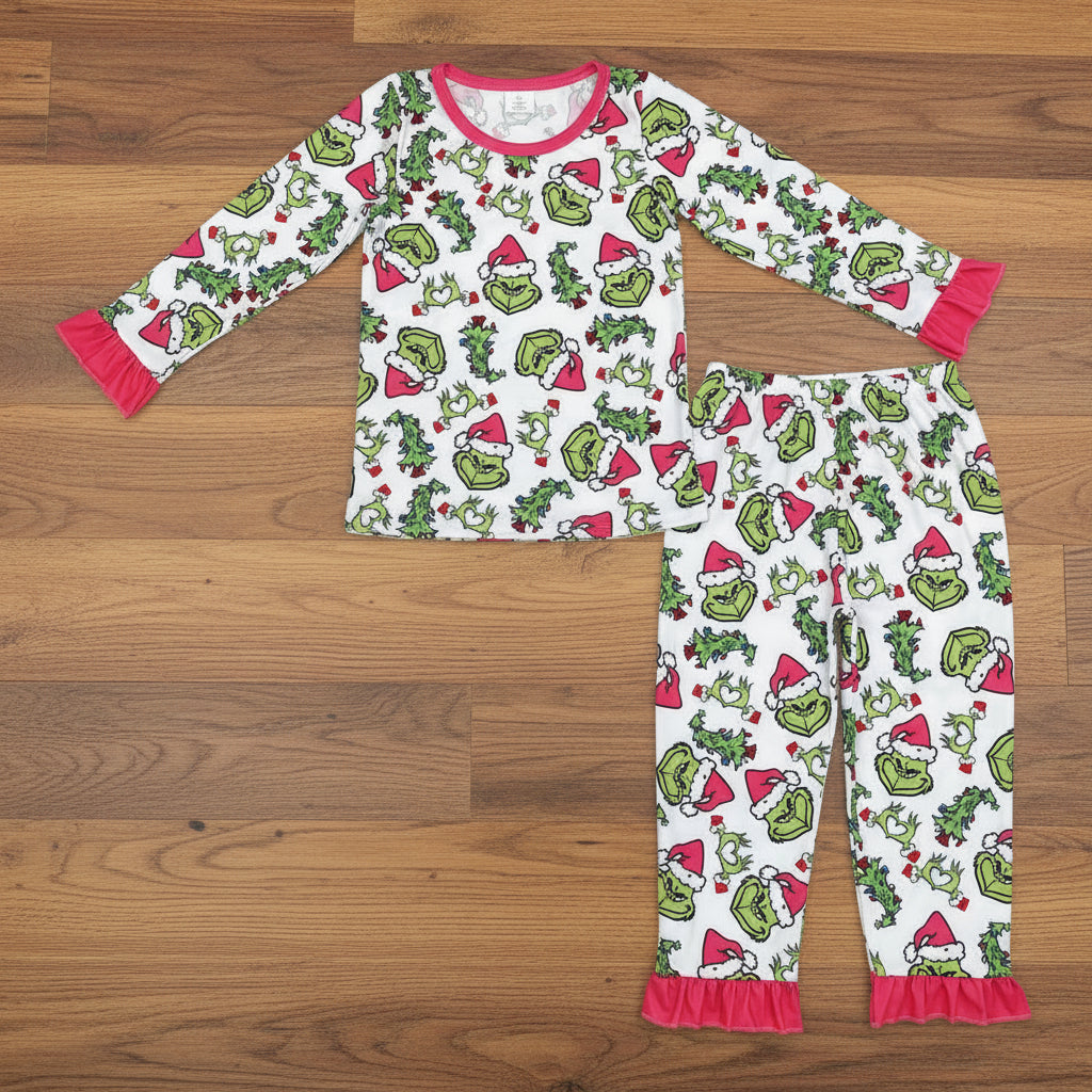 Christmas grinchey bamboo pajama set