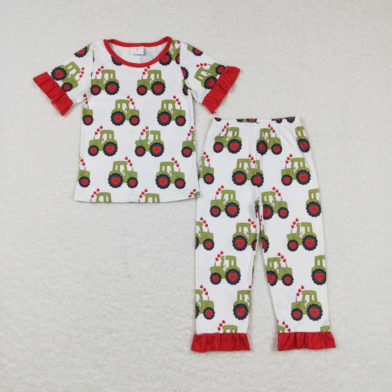 short sleeve heart tractor girls valentine pajama