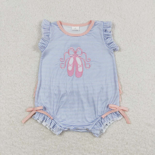girl stripe ruffle ballet embroidery bubble baby clothes