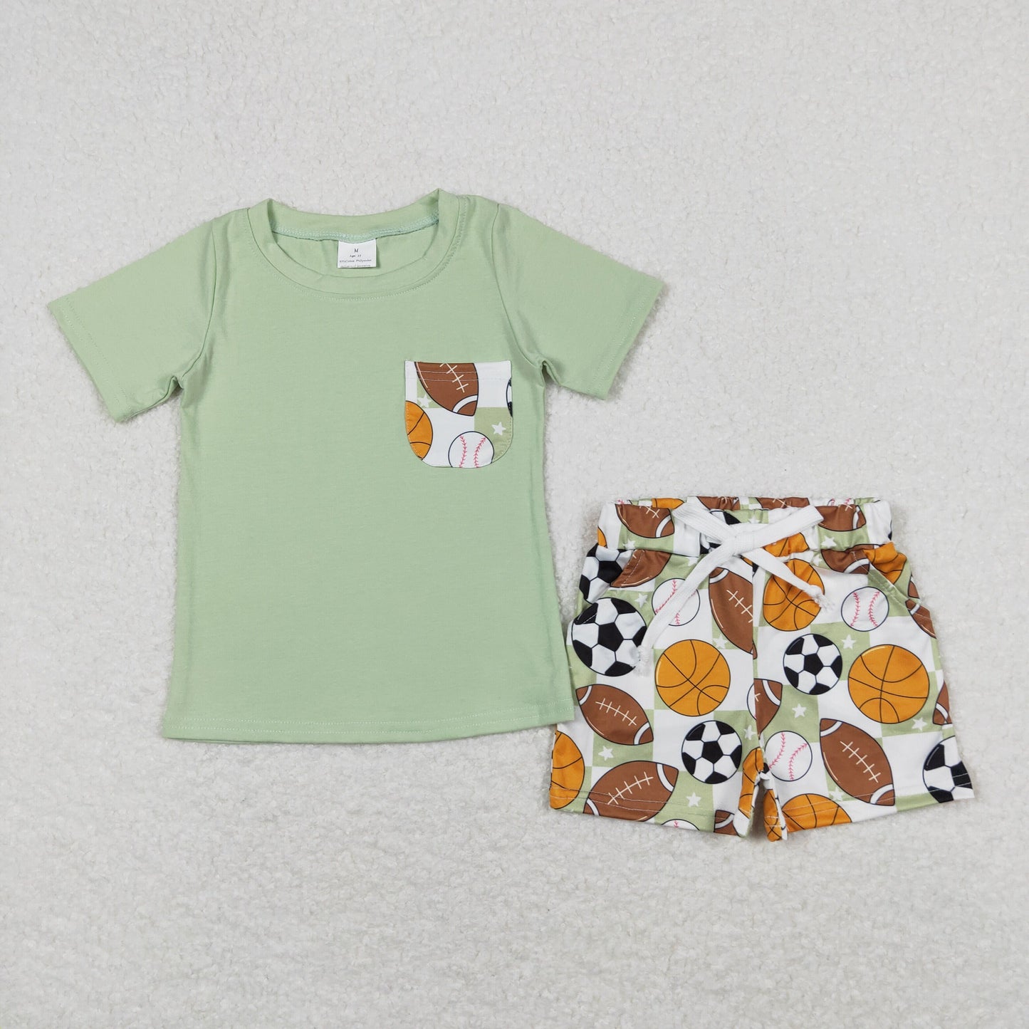 baby boy sports themed pocket shorts set