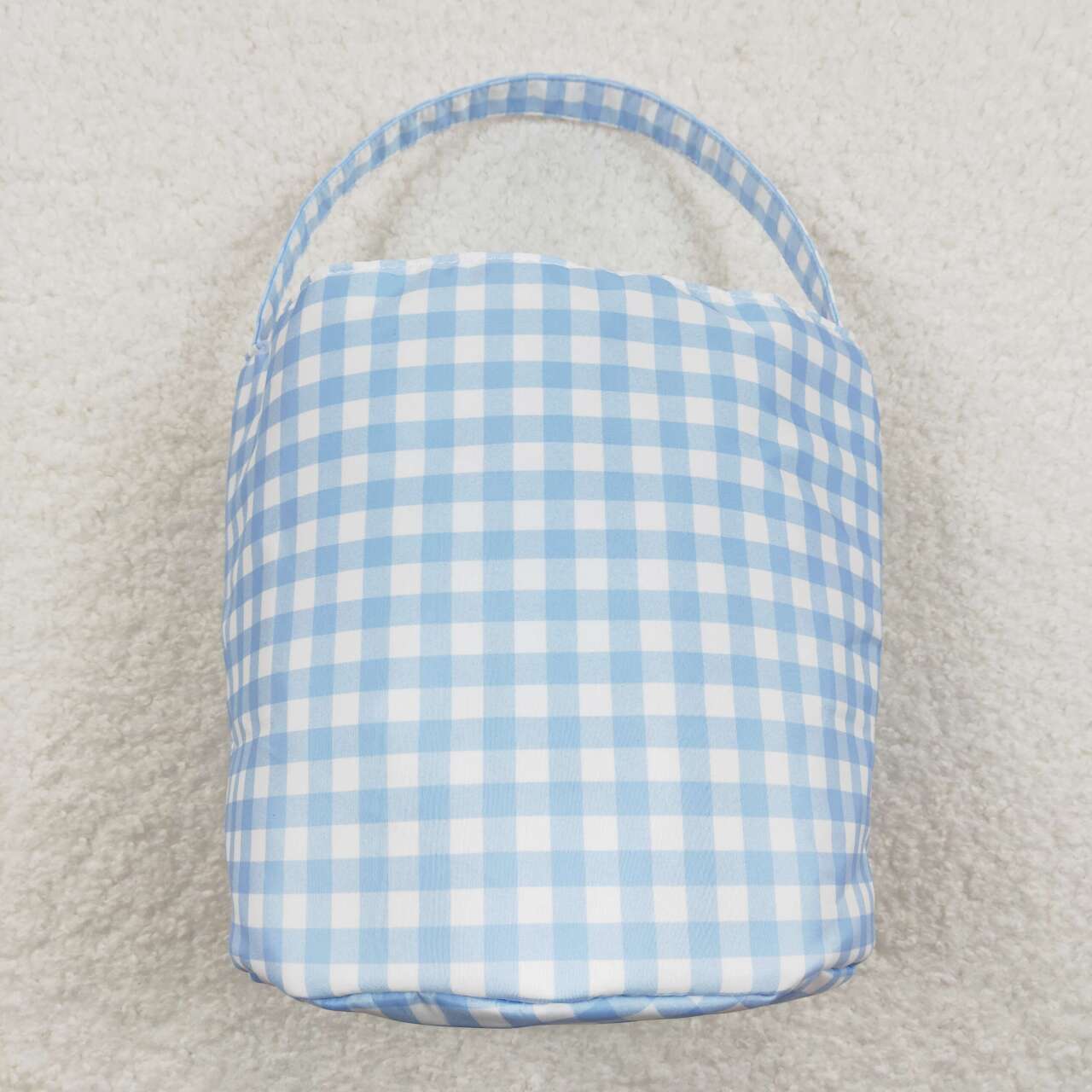 kids boys easter light blue plaid bunny basket