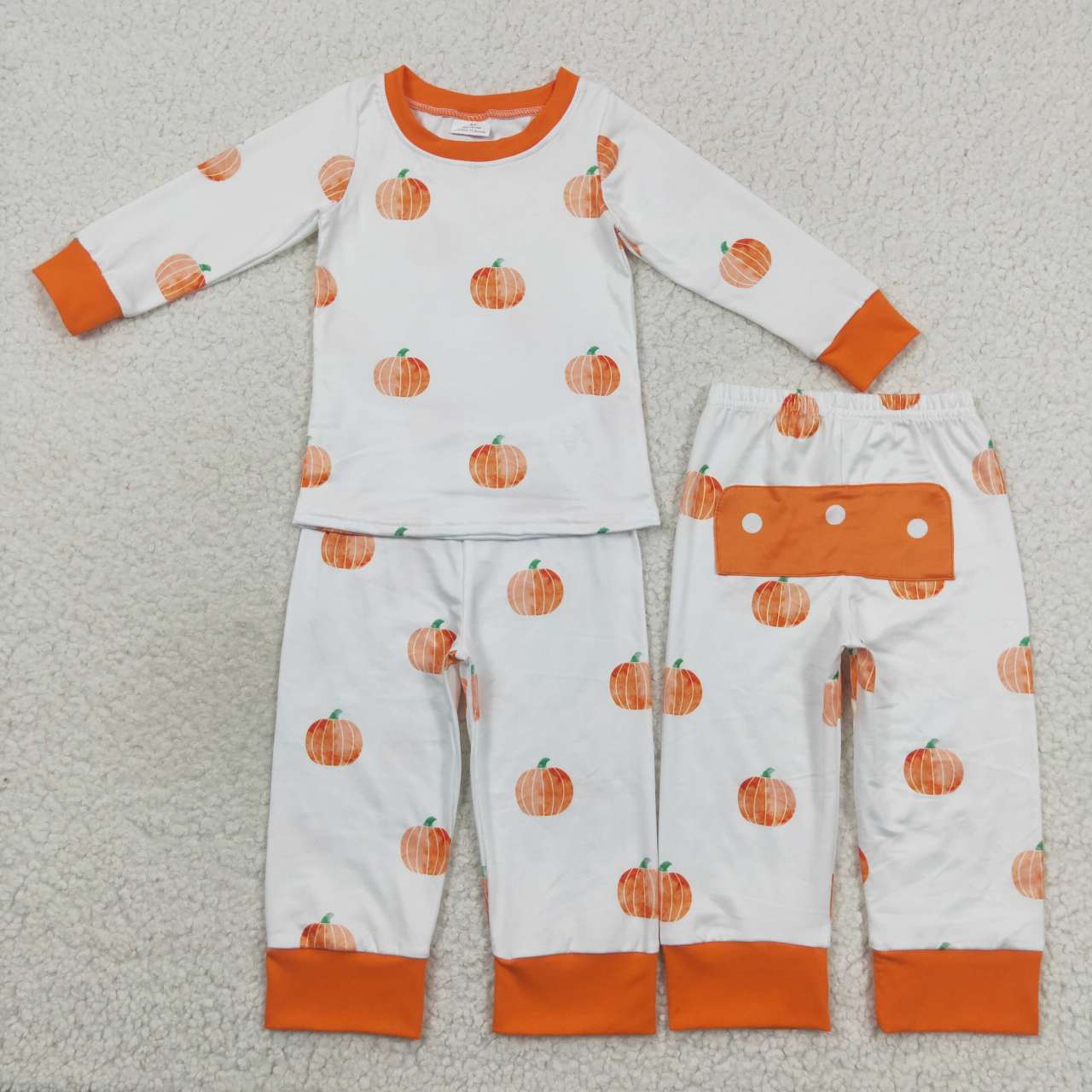 girl fall 2pieces white pumpkin pajama