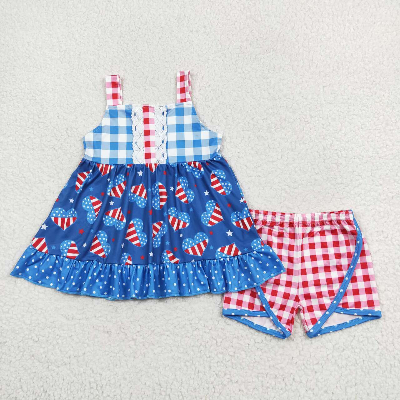 I Heart the USA Tank Tunic Girls Patriotic Shorts Outfit