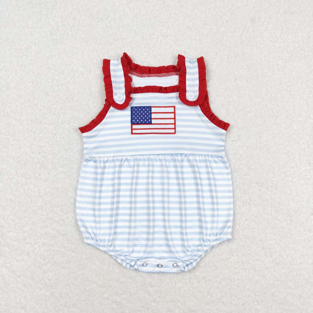 Red, White, & Cute Girls Patriotic Baby Bubble Romper