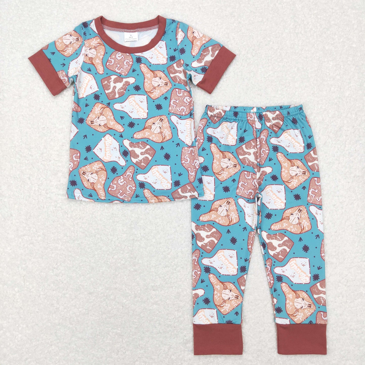 short sleeve howdy cowboy pajama kids clothing