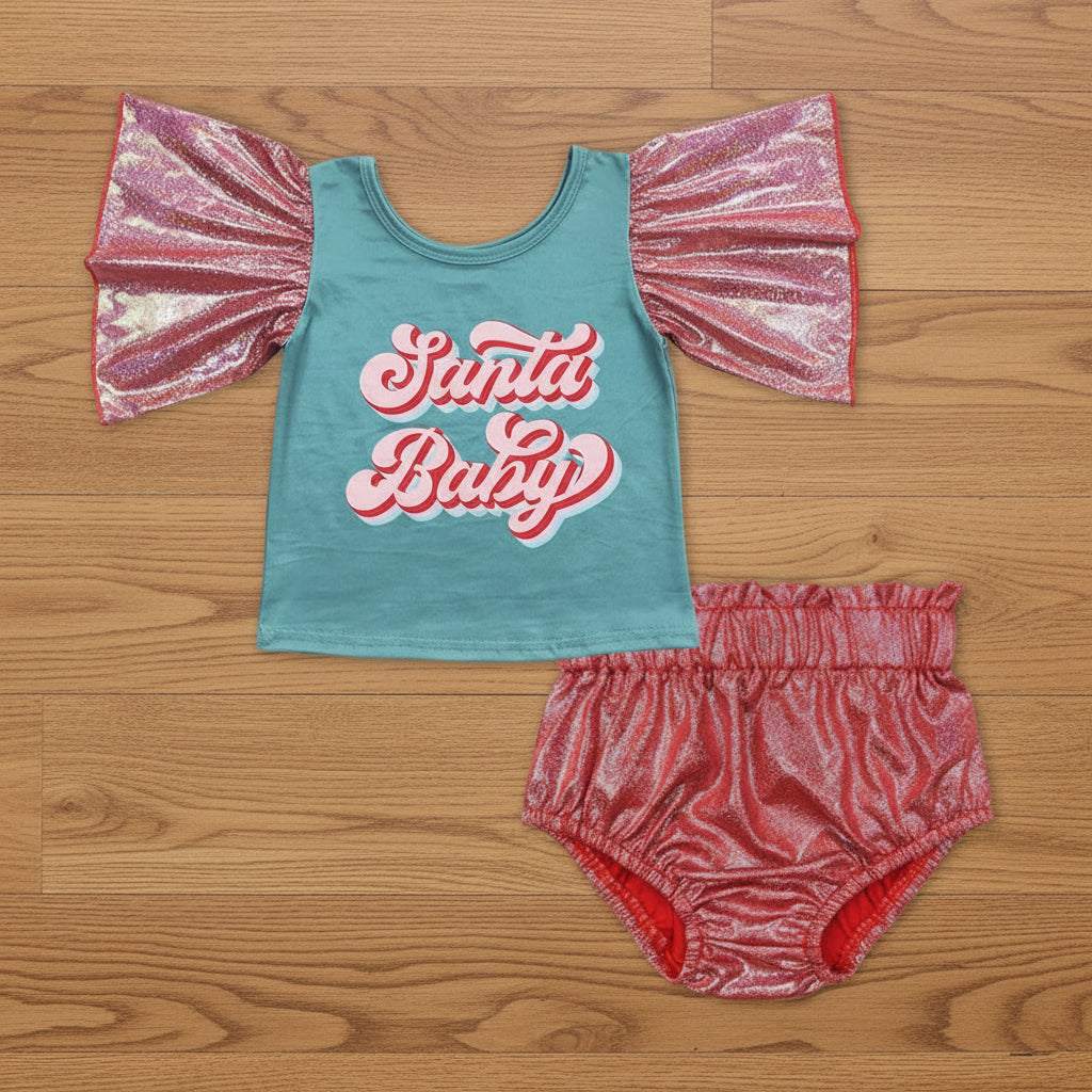 baby girl christmas bummie set