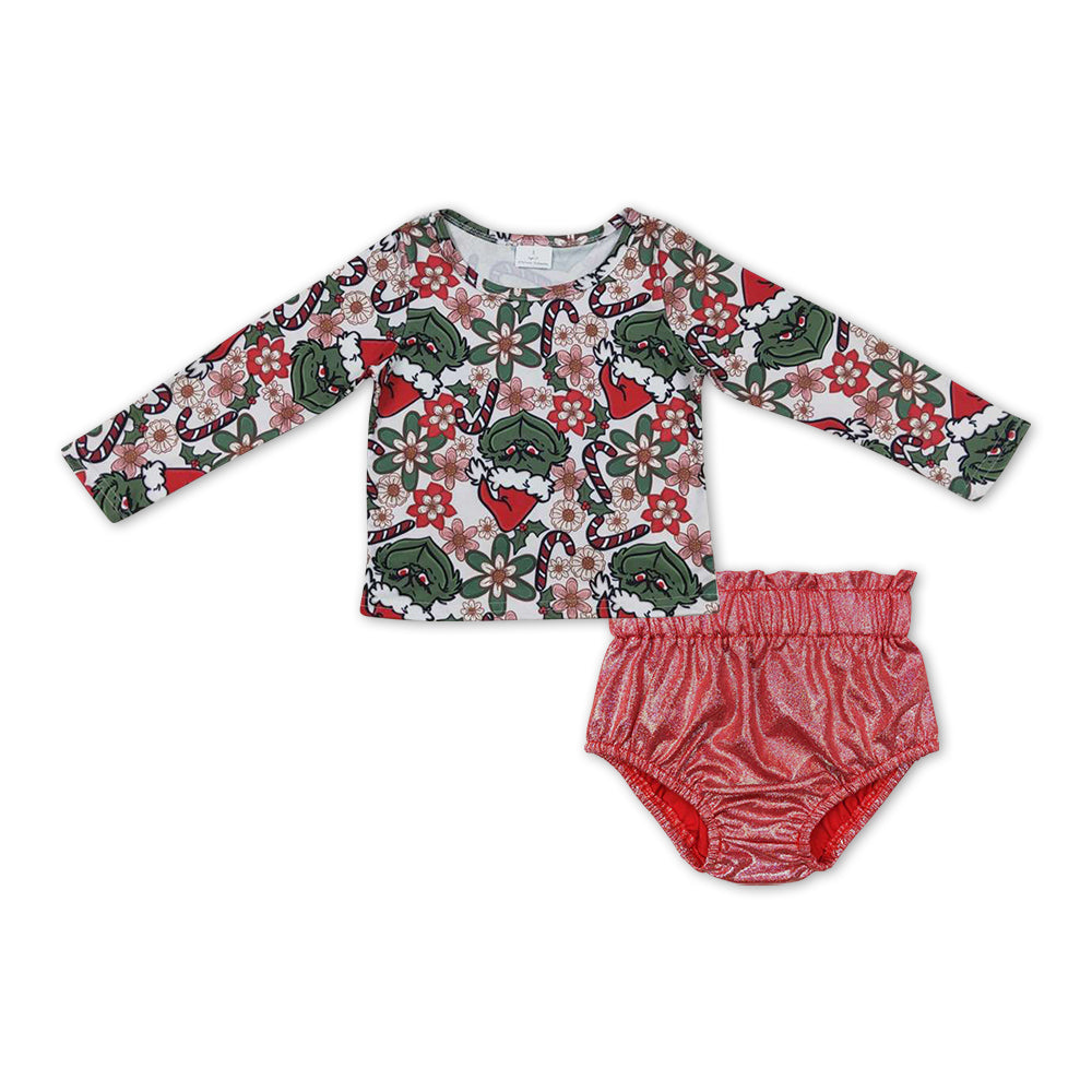 baby girl christmas bummie set