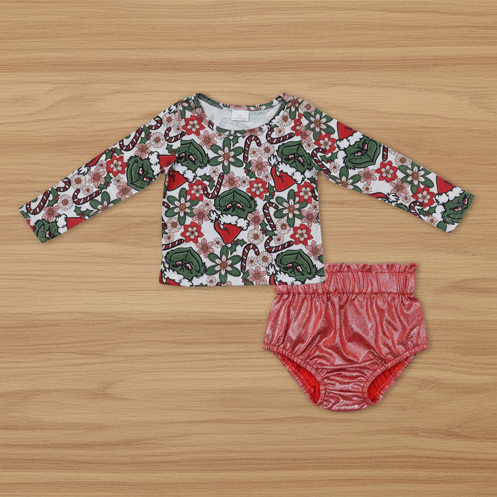 baby girl christmas bummie set