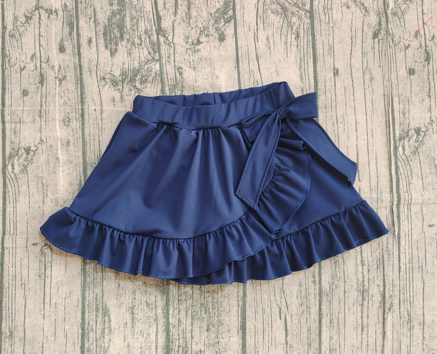 Pre order solid navy ruffle bow athletic skirt