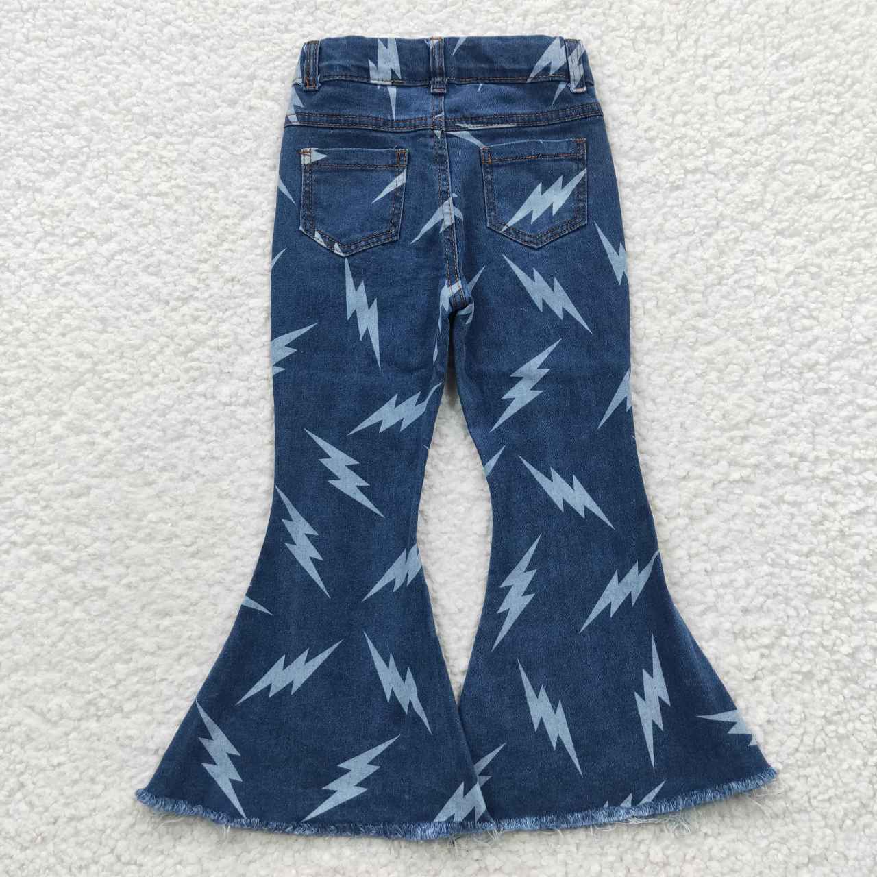 western kids rock and roll blue bell bottom denim pants